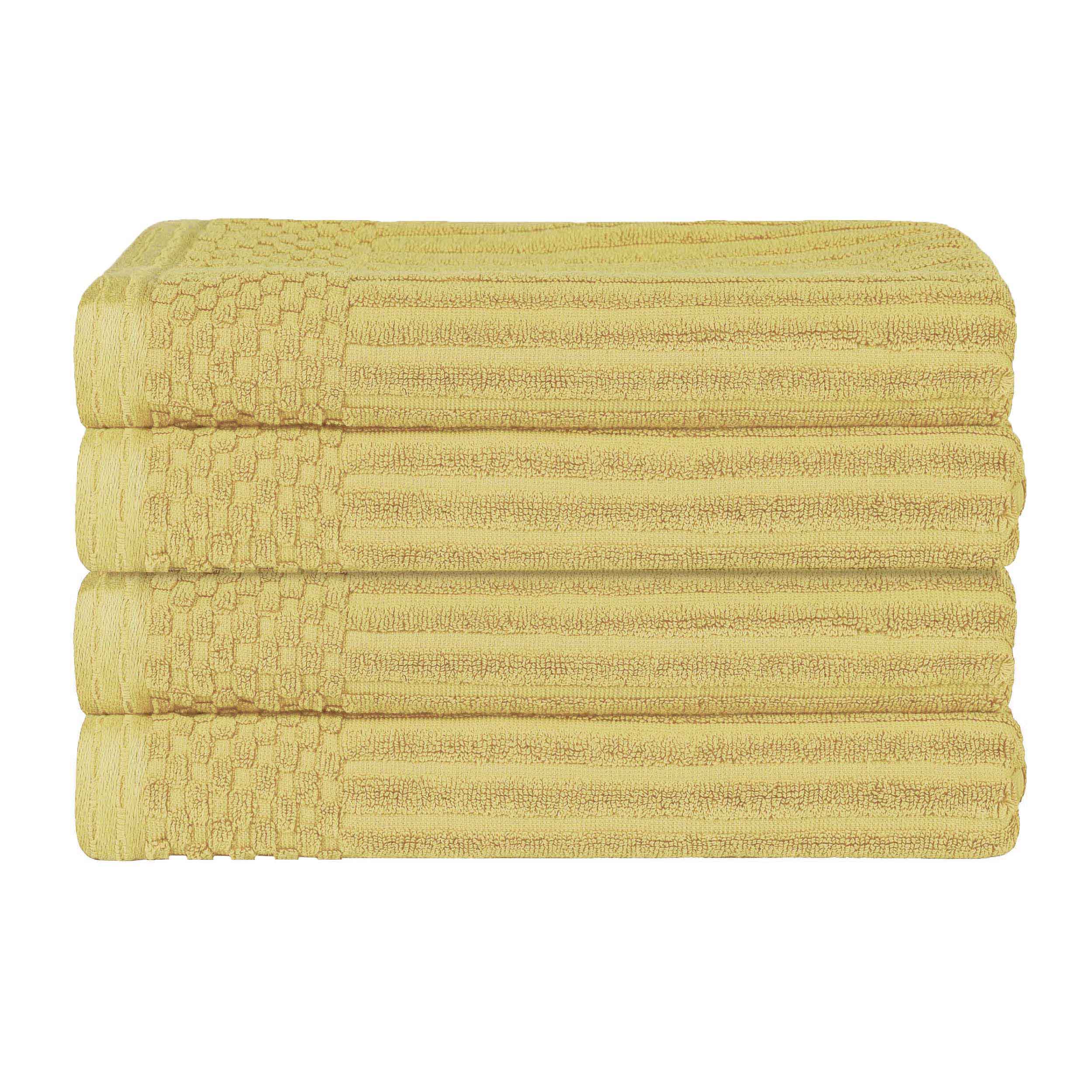 Premium Soho Ribbed Textured Cotton Bath Towels - Ultra Absorbent & Quick Dry - Set of 4 (White) - Luxury Spa, Hotel & Home Bathroom Essentials