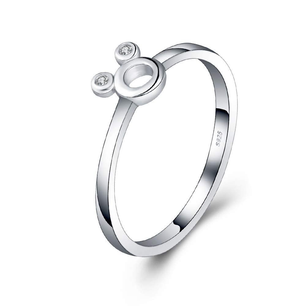 Sterling Silver Mini Mouse Shape Rings for Women - Dainty Engraved Promise, Engagement & Wedding Bands - Perfect for Disney Fans, Gifts & Everyday Wear