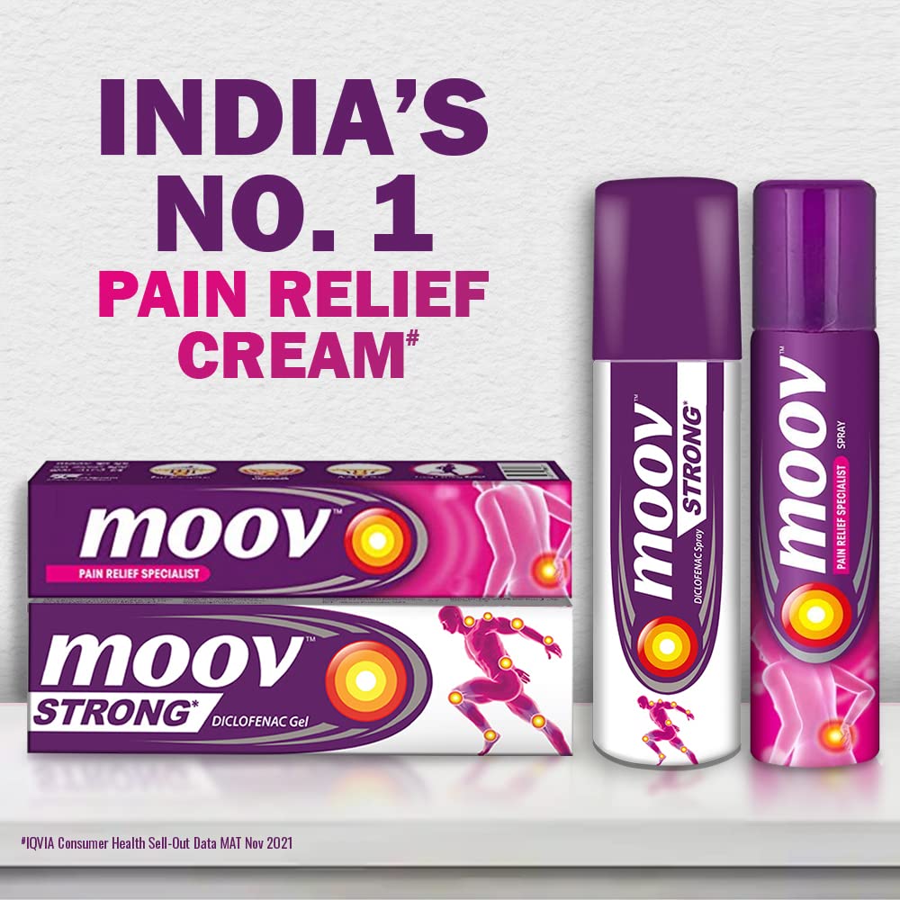 Moov Fast Pain Relief Spray - 80g (Pack of 3) | Natural Ayurvedic Formula for Back Pain, Muscle Pain, Joint & Knee Pain Relief | Sports Injury Recovery Spray for Athletes & Gym Enthusiasts | Perfect for Post-Workout Recovery & Chronic Pain Management