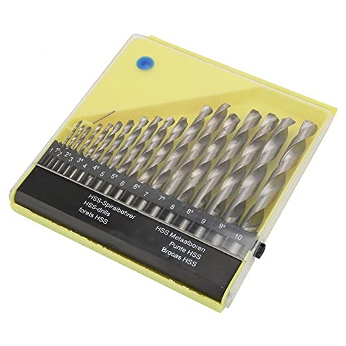 19pcs HSS High Speed Steel Twist Drill Bit Set (1-10mm) - Woodworking & Metalworking Drill Bits with Storage Case - Perfect for DIY Projects, Home Repairs & Professional Use