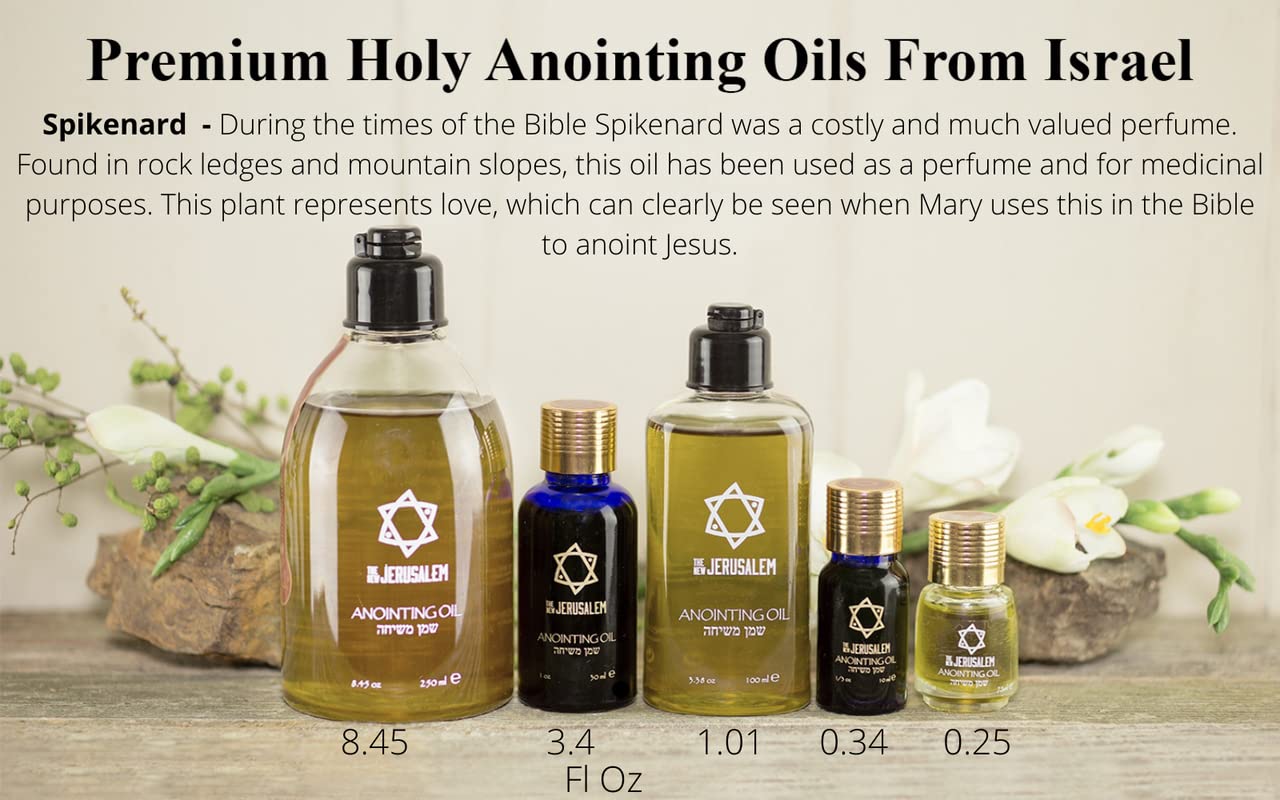 Pure Spikenard Anointing Oil from Jerusalem - 8.45 Fl Oz Holy Spiritual Oil Handmade with Natural Ingredients | Blessed for Wedding Ceremonies, Religious Rituals & Spiritual Healing | Perfect for Anointing, Prayer & Sacred Occasions
