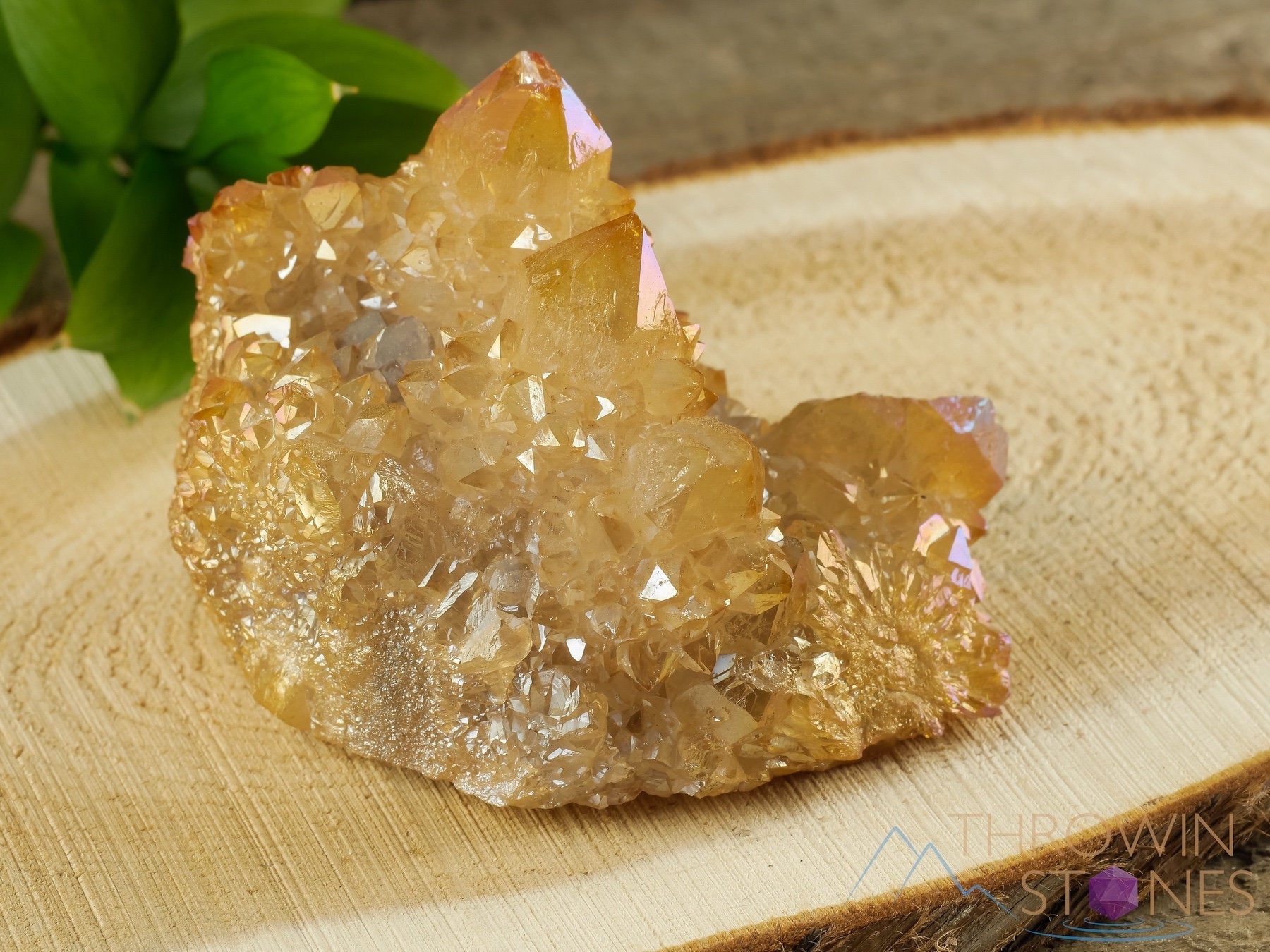 Natural Orange Tangerine Aura Quartz Crystal Cluster - Rainbow Spirit Quartz Healing Stone for Meditation, Reiki & Home Decor (R0509) | Perfect for Yoga Spaces, Altars & Positive Energy Rooms