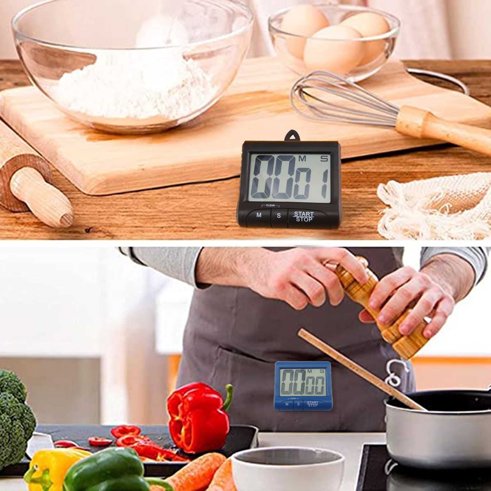 3'' Digital Kitchen Timer with Magnetic Back & Loud Alarm, Large Display Cooking Timer for Kitchen, Learning, Teaching, Exercise, Games, and Office Productivity (Black)