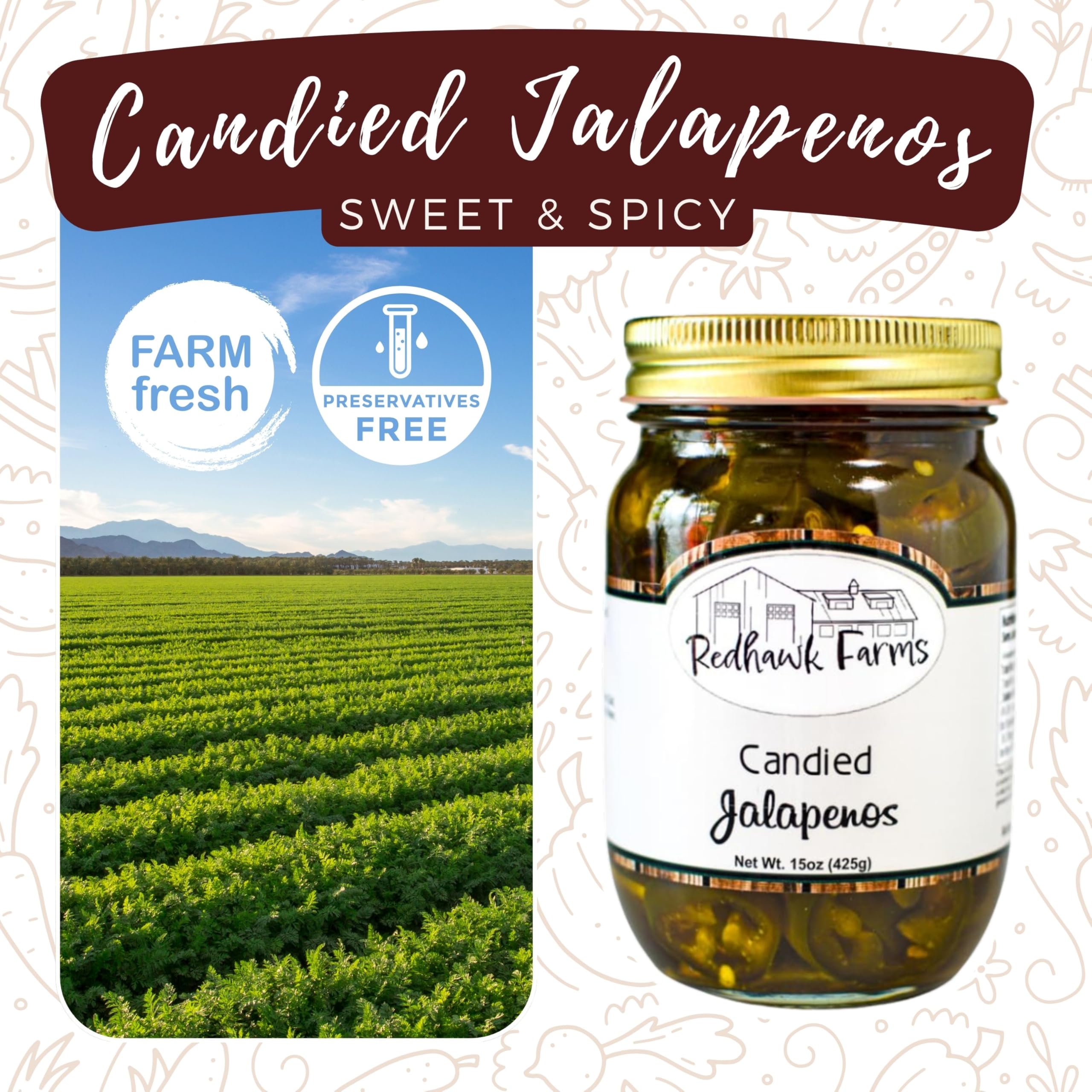 Premium Candied Jalapeno Slices in Vinegar Brine - Gourmet Snack & Garnish for Salads, Burgers, Charcuterie - 15oz (Pack of 2)