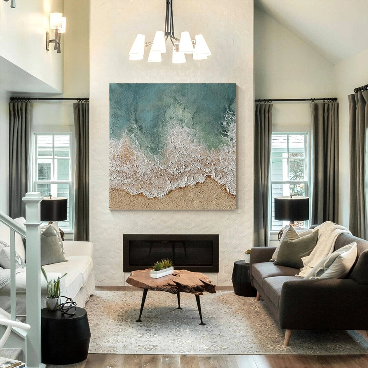 Ocean and Sky Painting #OS 247 - Stunning Coastal Wall Art for Beach House Decor & Living Room Aesthetic