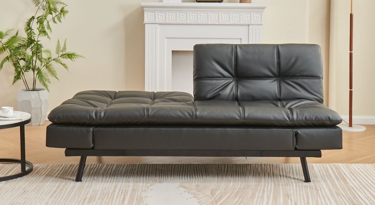 BlackVue Adjustable Sleeper Sofa with Split Back Design, Memory Foam Cushion & Sturdy Steel Legs - Perfect for Small Spaces, Guest Rooms, and Home Offices