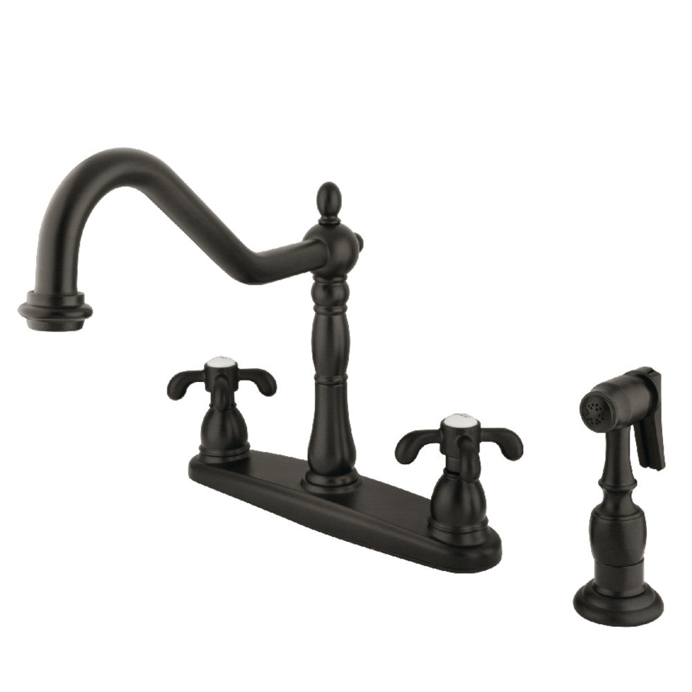 Kingston Brass KB1758TXBS French Country Centerset Kitchen Faucet - Vintage Style Pull-Down Sprayer, Oil-Rubbed Bronze Finish for Farmhouse & Traditional Kitchens