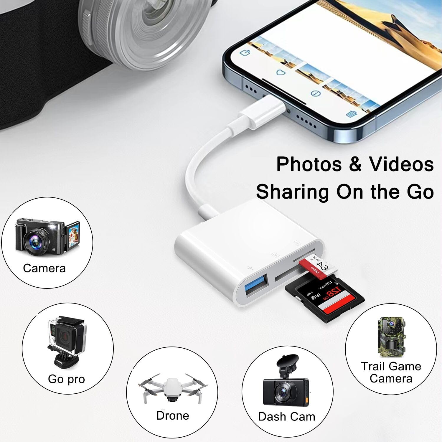 ukiism 3-in-1 USB C SD Card Reader - USB 3.0 OTG Adapter Compatible with iPhone 15, iPad, MacBook, Windows Laptops & Android Phones - Transfer Photos/Videos from SD/Micro SD Cards to Type-C Devices - Perfect for Travel, Photography & Data Backup