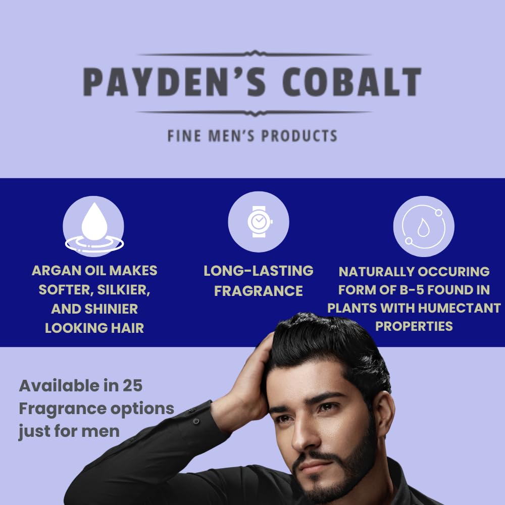 Payden's Cobalt Cedar & Leather Scented Argan Oil Shampoo and Conditioner Set for Men - 16 Oz Hair Care with Detangler - Perfect for Daily Use, Gym, and Travel
