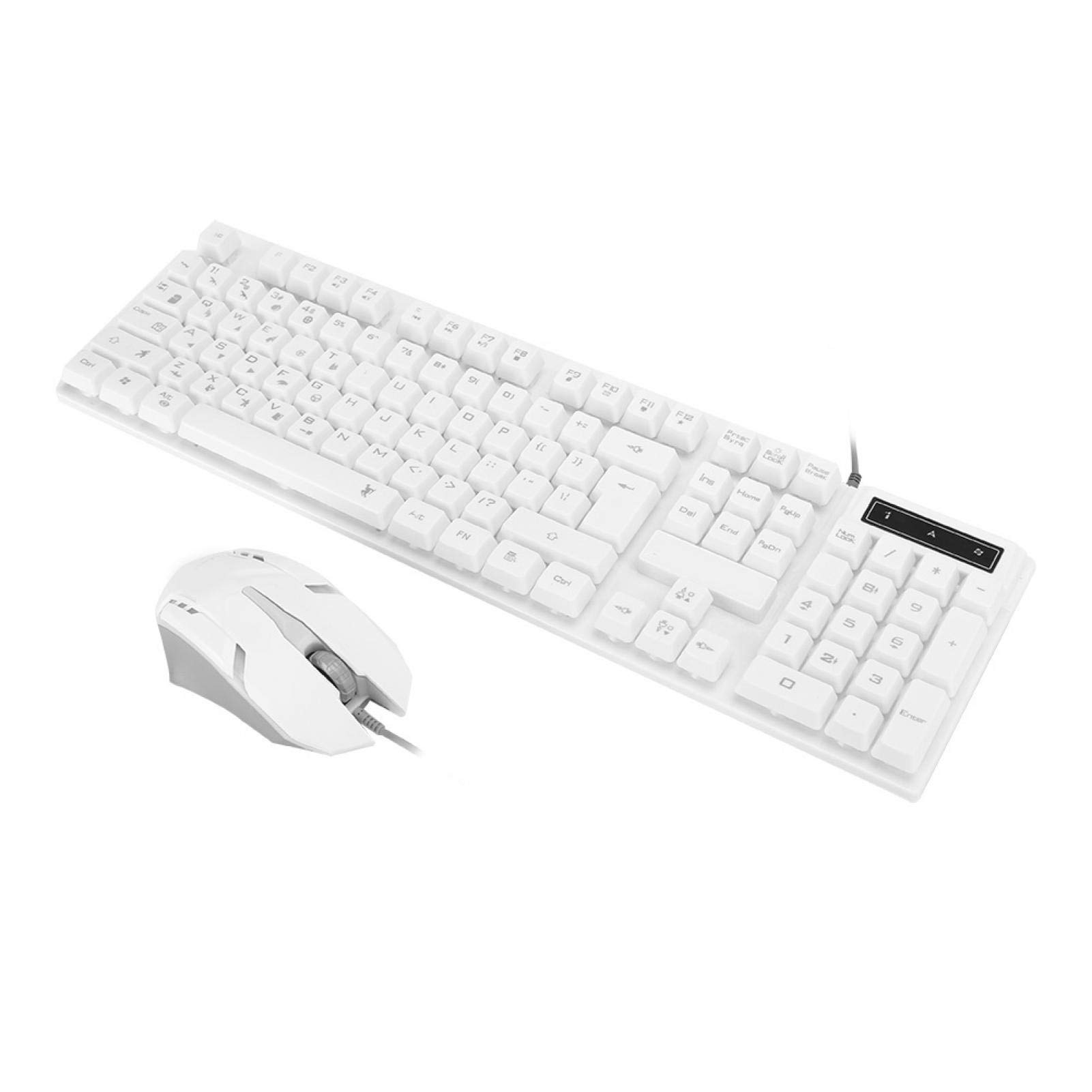 ADITAM USB Wired Keyboard and Mouse Combo - LED Backlit Mechanical Gaming Keyboard with Ergonomic Design, Plug and Play for PC, Laptop, Office & Gaming (White) - Perfect for Work, Gaming & Typing Comfort