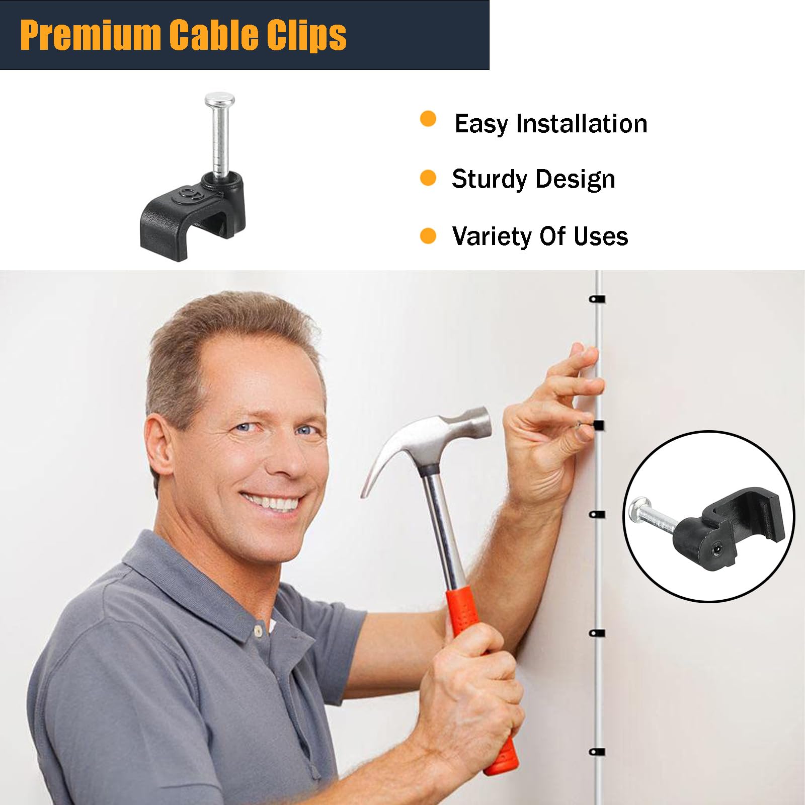 25FT Telephone Extension Cord Cable with RJ11 6P4C Plugs - 2 Pack Black Landline Phone Line Wire Includes Cable Clips - Perfect for Home Office, Business Phones & Fax Machines
