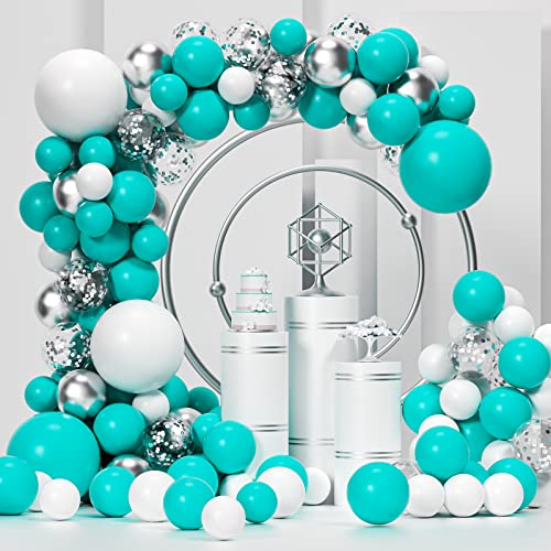 Teal and White and Silver Balloons