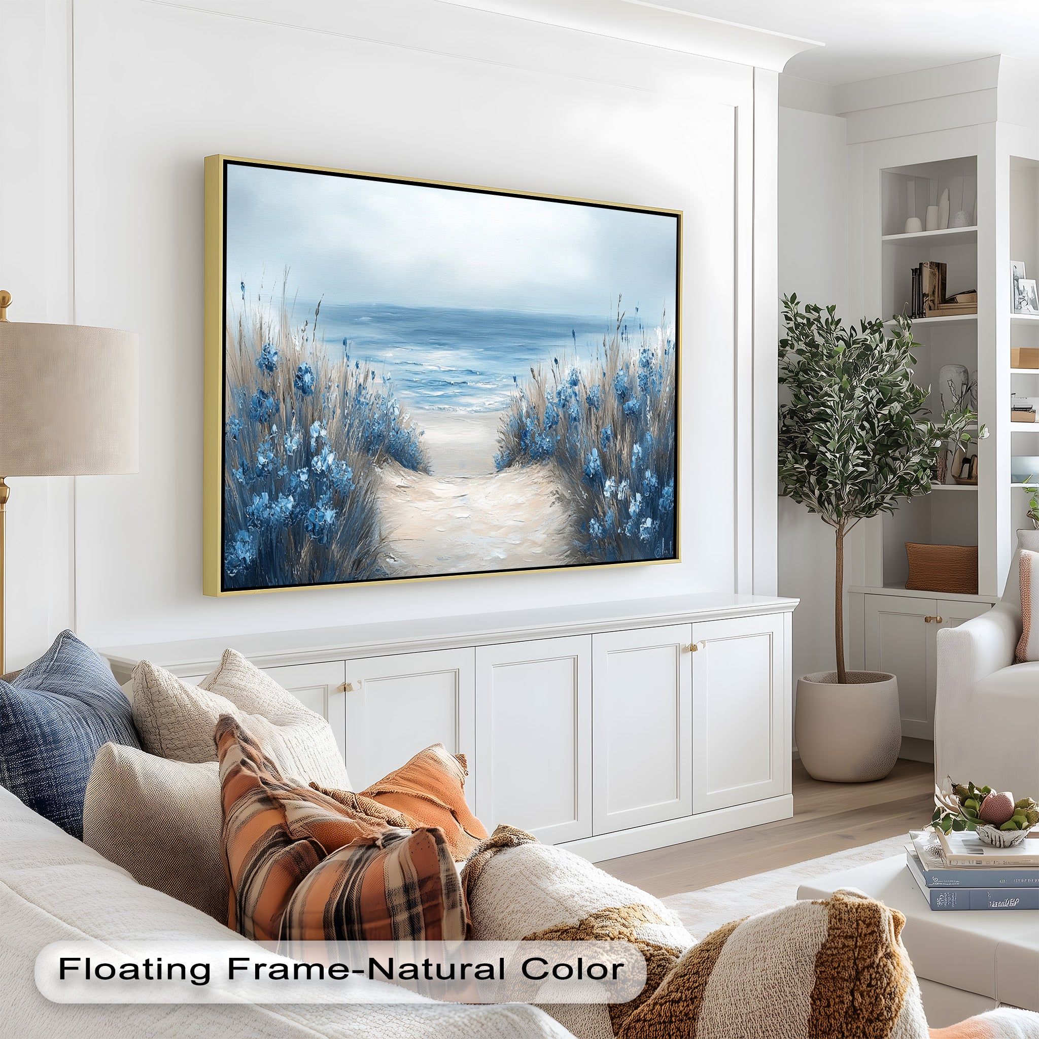 Coastal Beach Path Wall Art - Handmade Landscape Oil Painting for Living Room, Bedroom & Office Decor | Scenic Shoreline Canvas Print