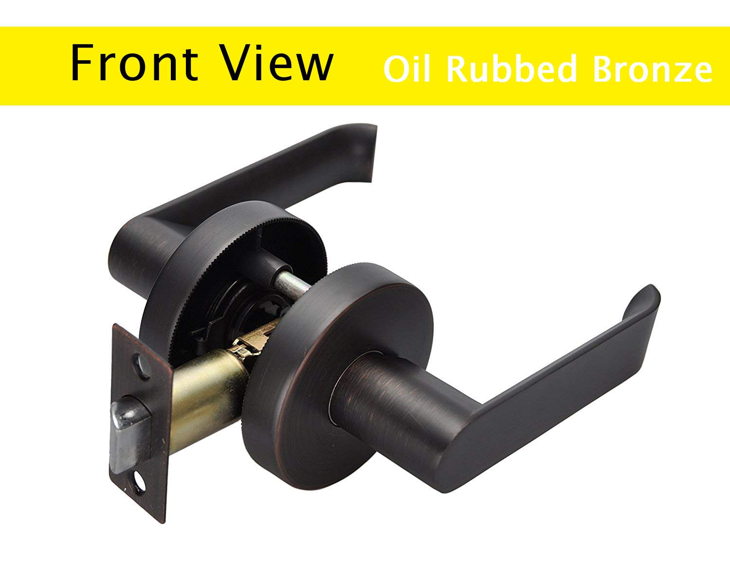 Premium Slim Square Passage Lever Door Handle Set - Heavy Duty Oil Rubbed Bronze Finish, Reversible for Left/Right Handed Doors - Perfect for Hallway, Closet & Interior Doors - Durable Hardware for Home & Office Use