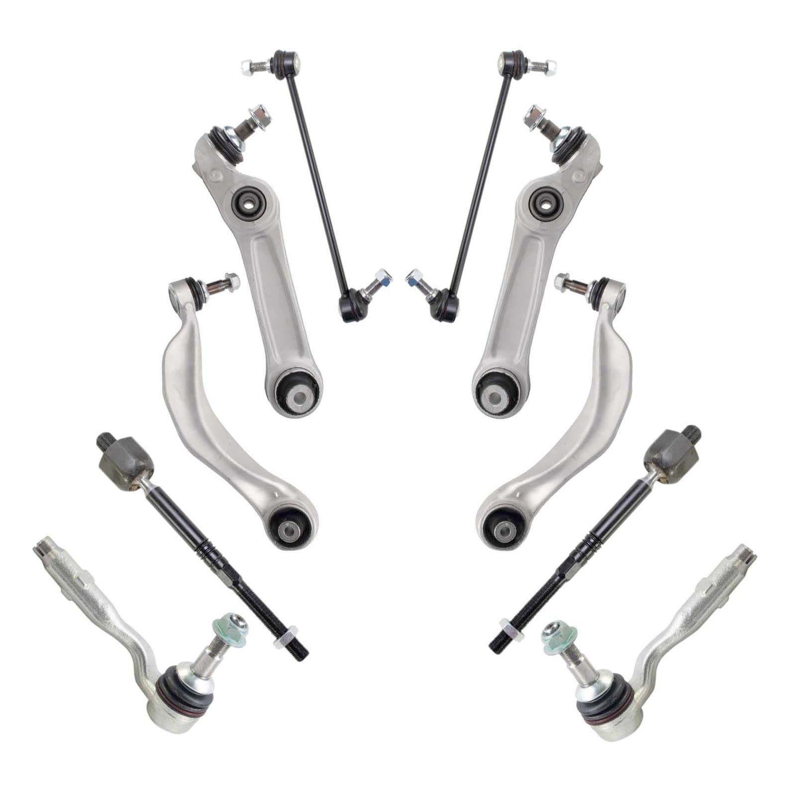 BMW Front Steering & Suspension Kit - Control Arm with Ball Joint, Sway Bar, Stabilizer Link & Tie Rod - Replacement Parts for BMW 3 Series 5 Series X3 X5 - Improve Ride Comfort & Handling for City Driving & Highway Cruising