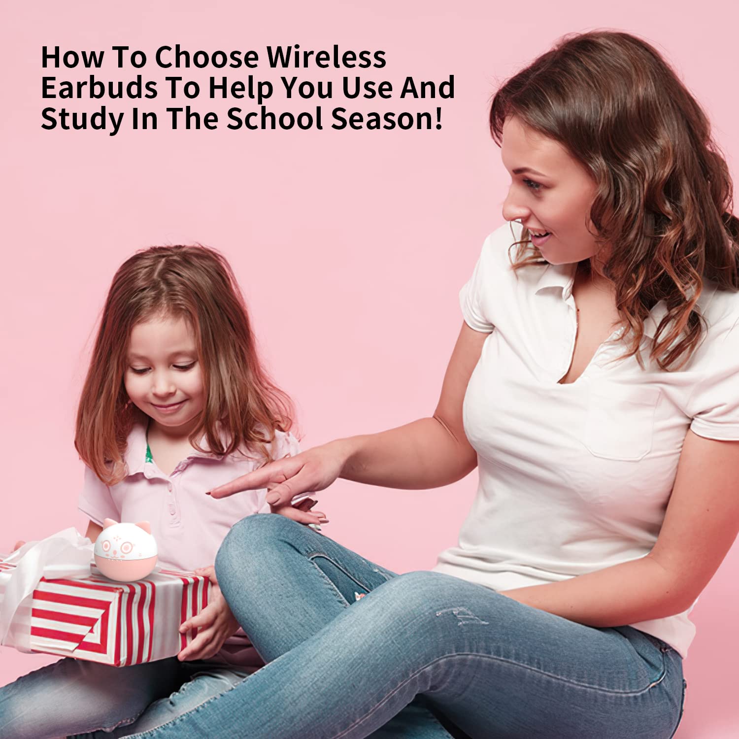 Bluetooth Kids Earbuds - Pink Wireless Headphones for Girls with Small Ears, Comfortable In-Ear Design for School, Classroom & Travel | Perfect for Online Learning, Music & Entertainment