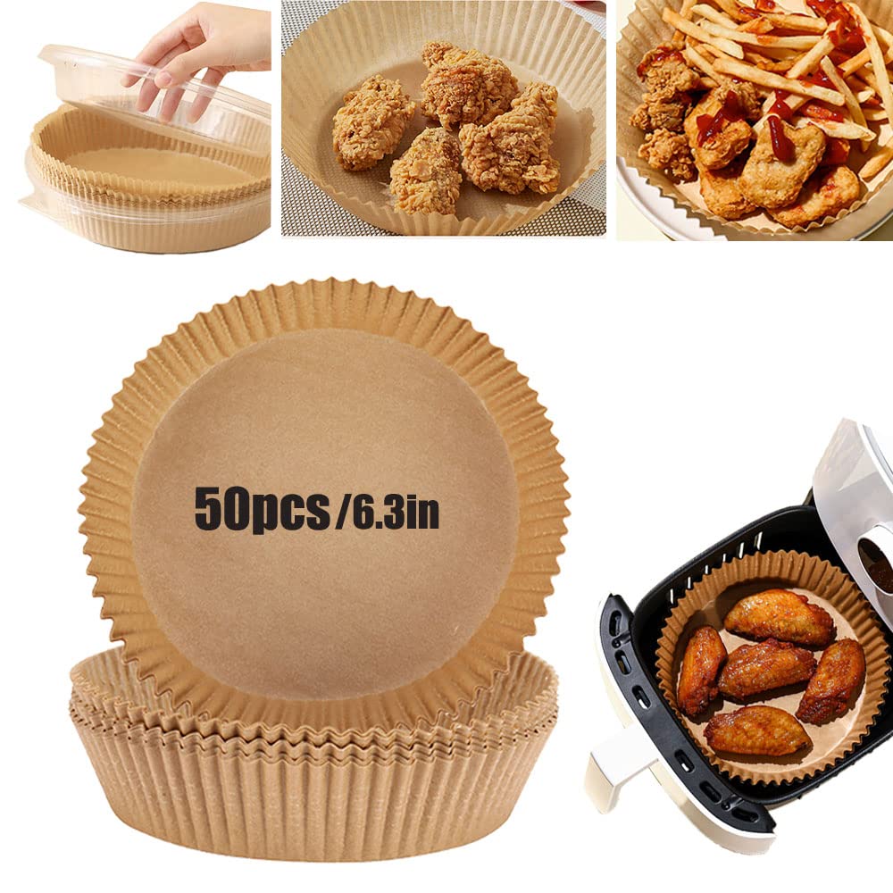 Non-Stick Air Fryer Disposable Paper Liners - Oil Proof & Waterproof Parchment Baking Sheets for Air Fryer, Oven, Microwave - Food Grade Safe for Roasting, Baking & Cooking | Perfect for Healthy Meals, Snacks & Quick Cleanup