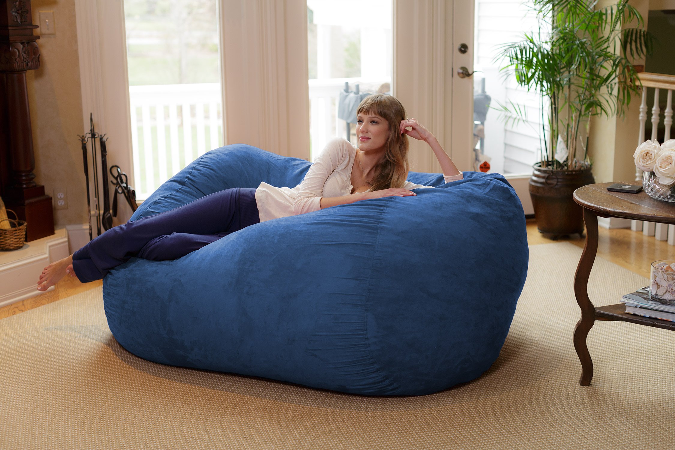 Chill Sack 6ft Memory Foam Bean Bag Chair - Oversized Lounger with Soft Microfiber Cover (Royal Blue) for Living Room, Bedroom, Game Room & Dorm - Comfortable Seating for Relaxing, Gaming & Movie Nights