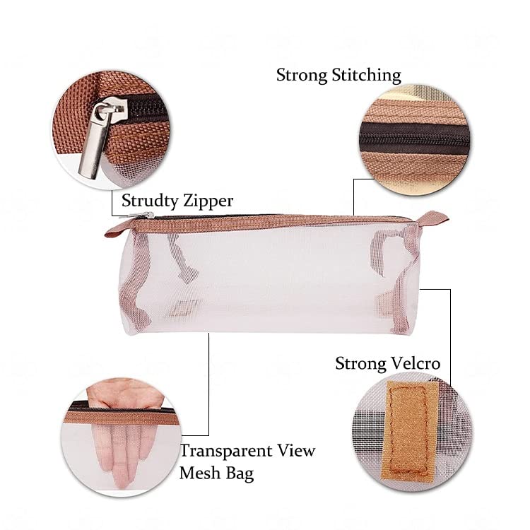 Bluwings 4-in-1 Hanging Roll-Up Foldable Detachable Cosmetic & Stationary Organizer Bag - Makeup Pouch Travel Vanity Toiletry Bag for Women & Girls (Brown) | Perfect for Travel, Home, Dorm & Office Organization