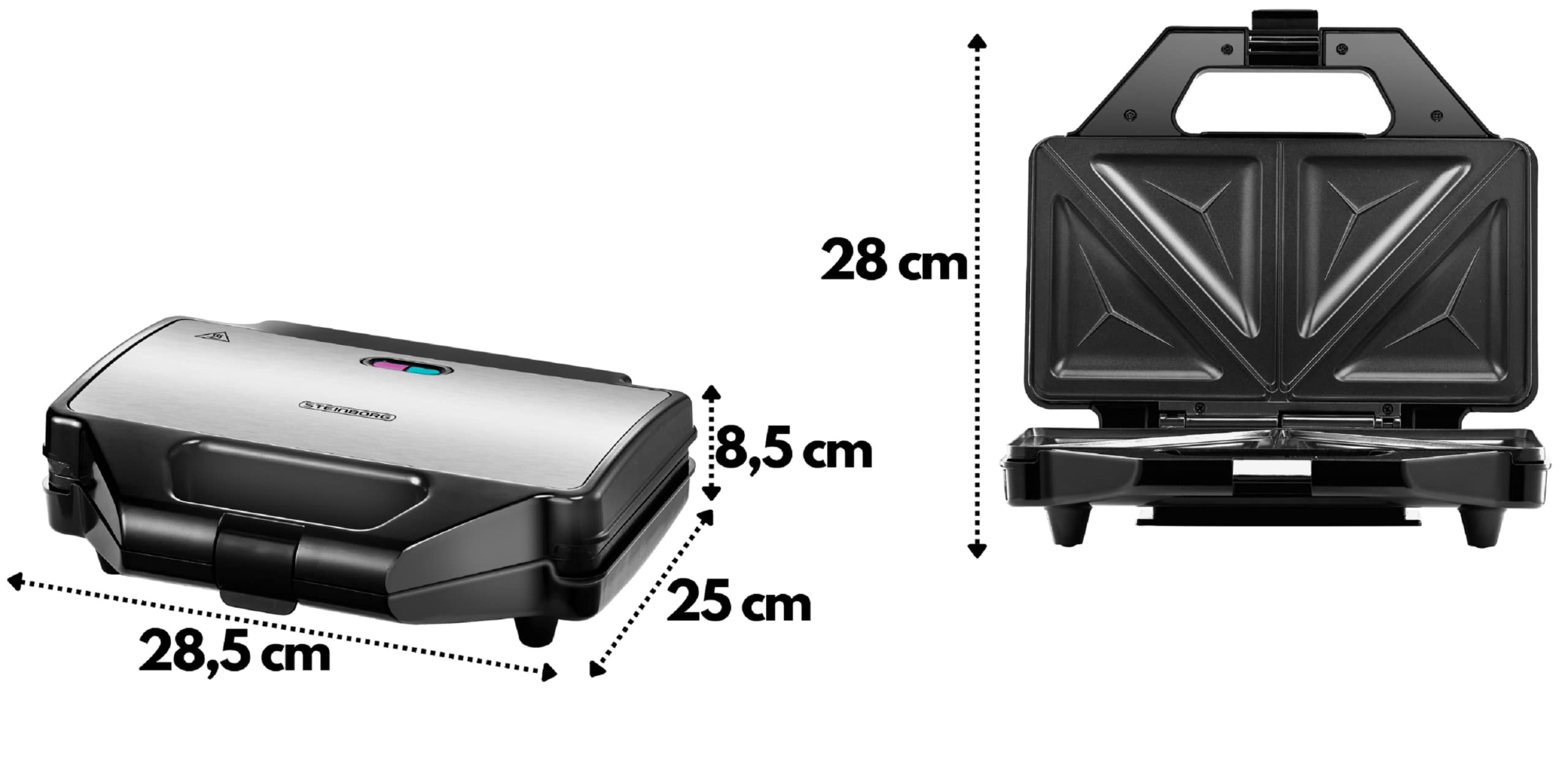 Steinborg XXL Sandwich Maker - 4 Sandwich Capacity, Cool-Touch Handle, Non-Stick Coating, Electric Panini Press & Grill - Perfect for Breakfast, Lunch, and Quick Snacks at Home or Office