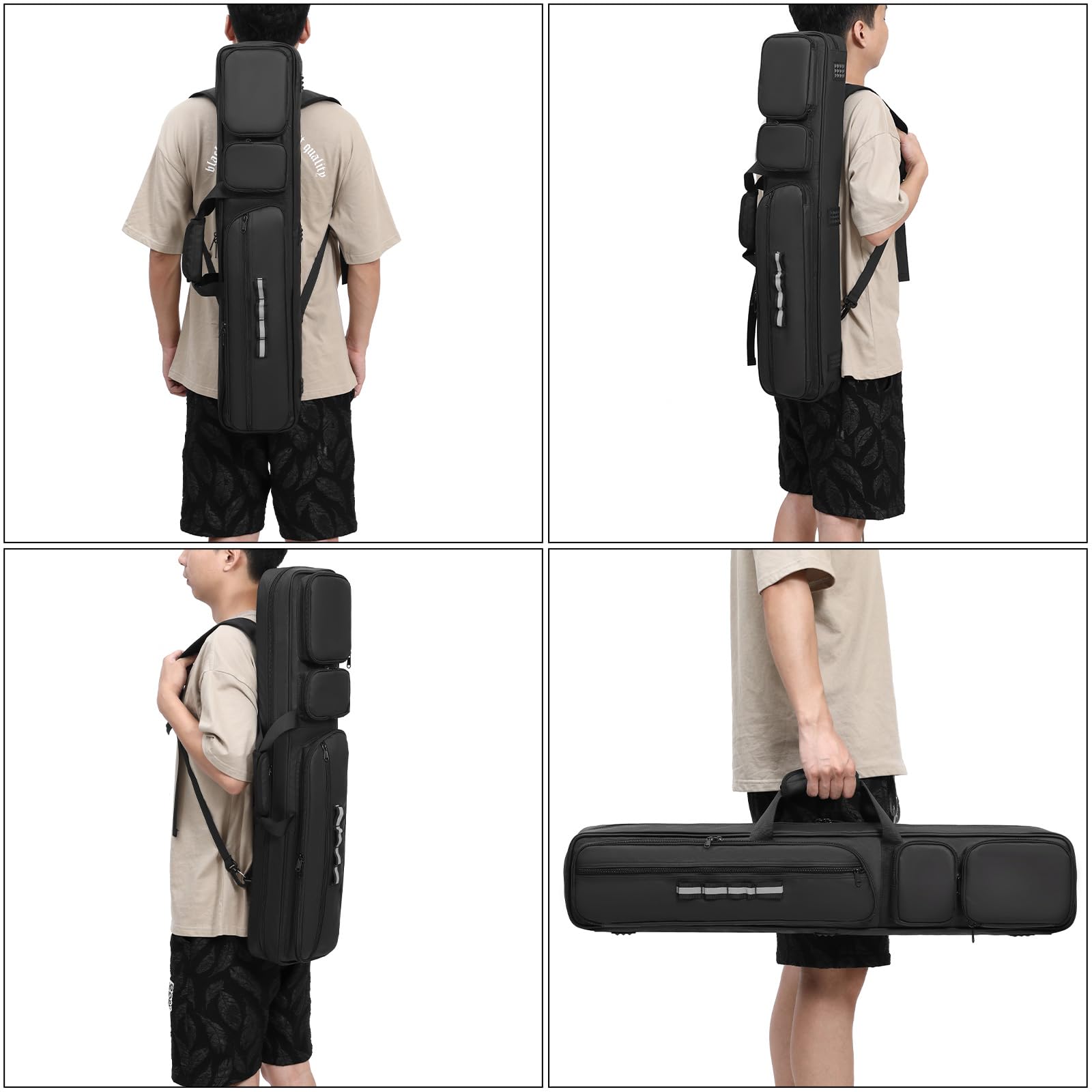 Premium 4x4 Pool Cue Case - Padded Carrying Bag Holds 4 Butts & 4 Shafts with Multiple Accessory Pockets | Durable Billiard Equipment Storage for Travel & Tournament Use