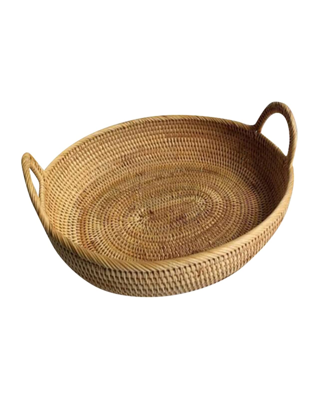 Hand Woven Rattan Fruit Basket - Natural Bread Storage Basket for Breakfast, Tea Tray & Snack Organizer | Perfect for Home, Kitchen & Picnic Use