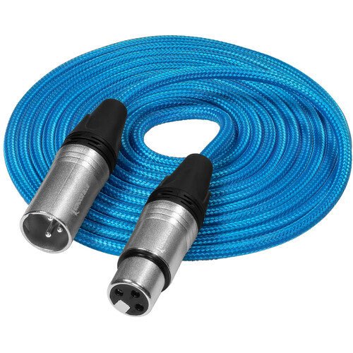 Kondor Blue 3 Pin XLR Male to Female Audio Cable 10ft - Professional Balanced Microphone Cable for Studio Recording, Live Sound & Podcasting