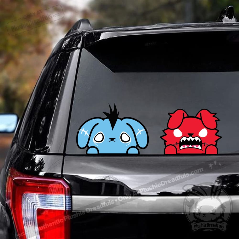 Plushie Dreadfuls Peeking Car Decal Set - Cute Window Stickers for Cars, Trucks & SUVs - Perfect for Personalizing Your Vehicle & Expressing Your Style
