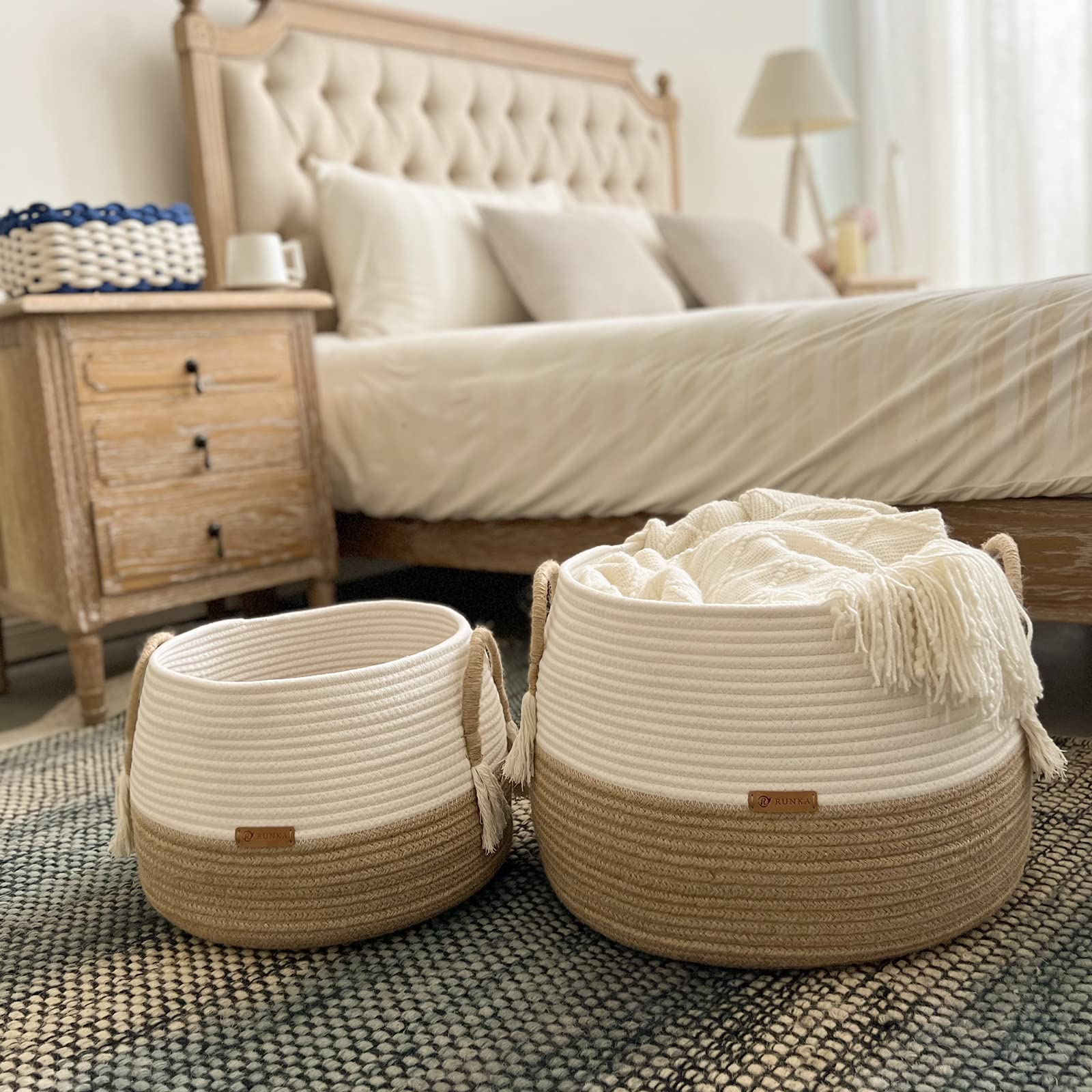 Boho Cotton Rope Storage Basket 11.8