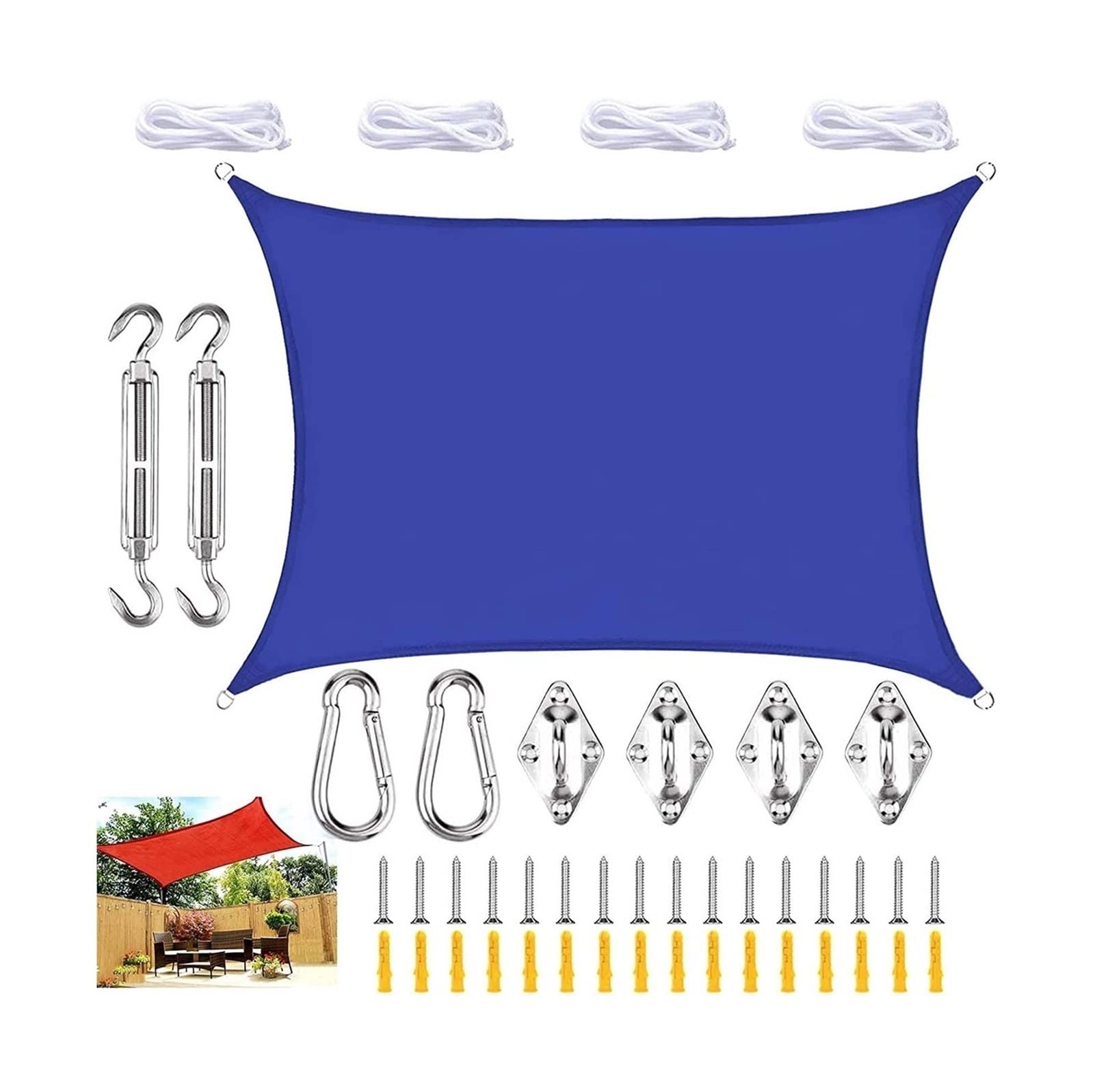 ZYHZJC Rectangular Shade Sail with Fastening Ropes - UV Resistant Sun Canopy for Outdoor Sun Protection | Water-Repellent Awning Perfect for Garden, Balcony, Camping, Terrace & Patio | Create Shade for Summer BBQs, Poolside Relaxation & Outdoor Gatherings