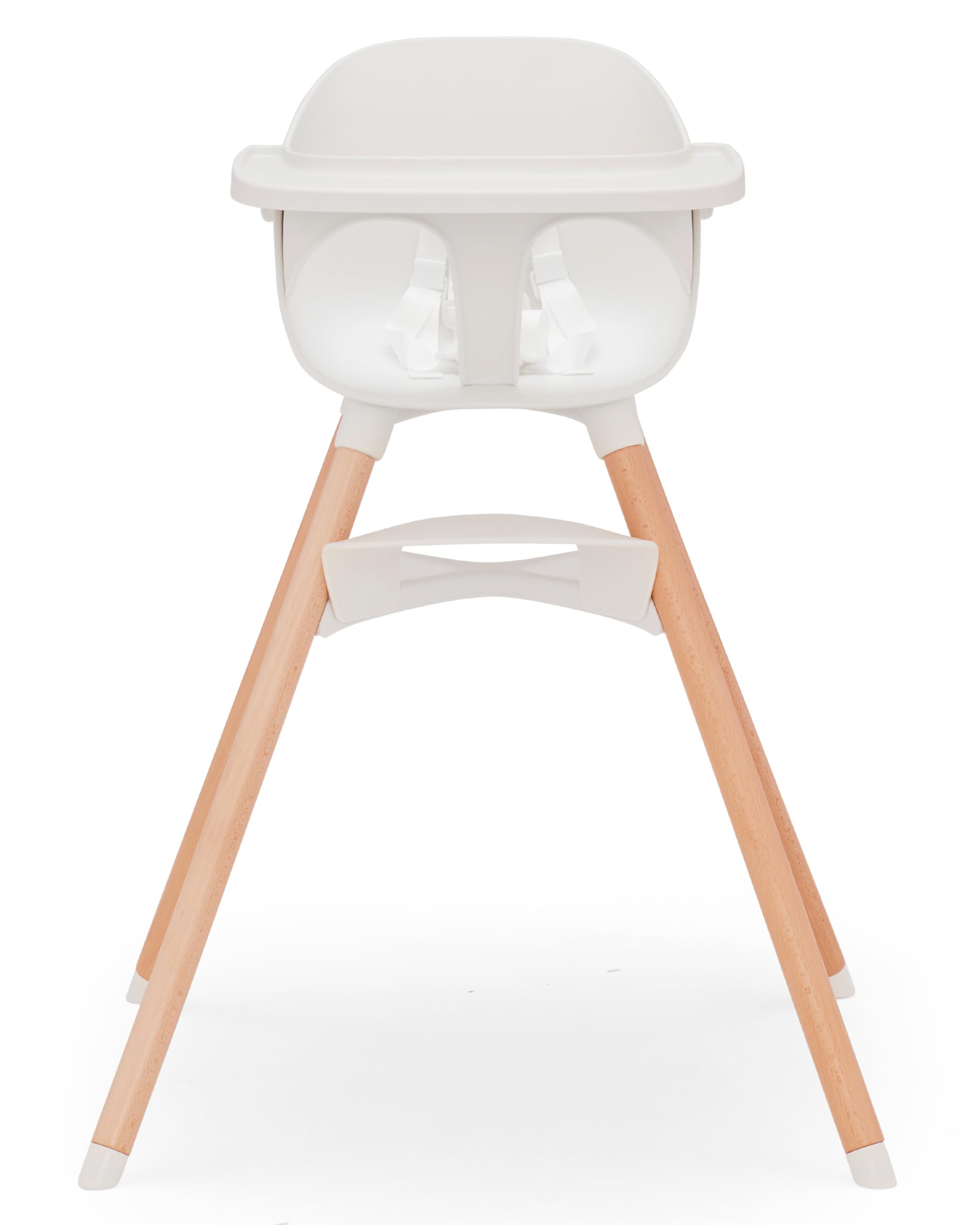 Lalo 3-in-1 Convertible Wooden High Chair for Babies & Toddlers | Adjustable Footrest, Dishwasher Safe Tray | Coconut Finish | Perfect for Dining, Weaning & Playtime
