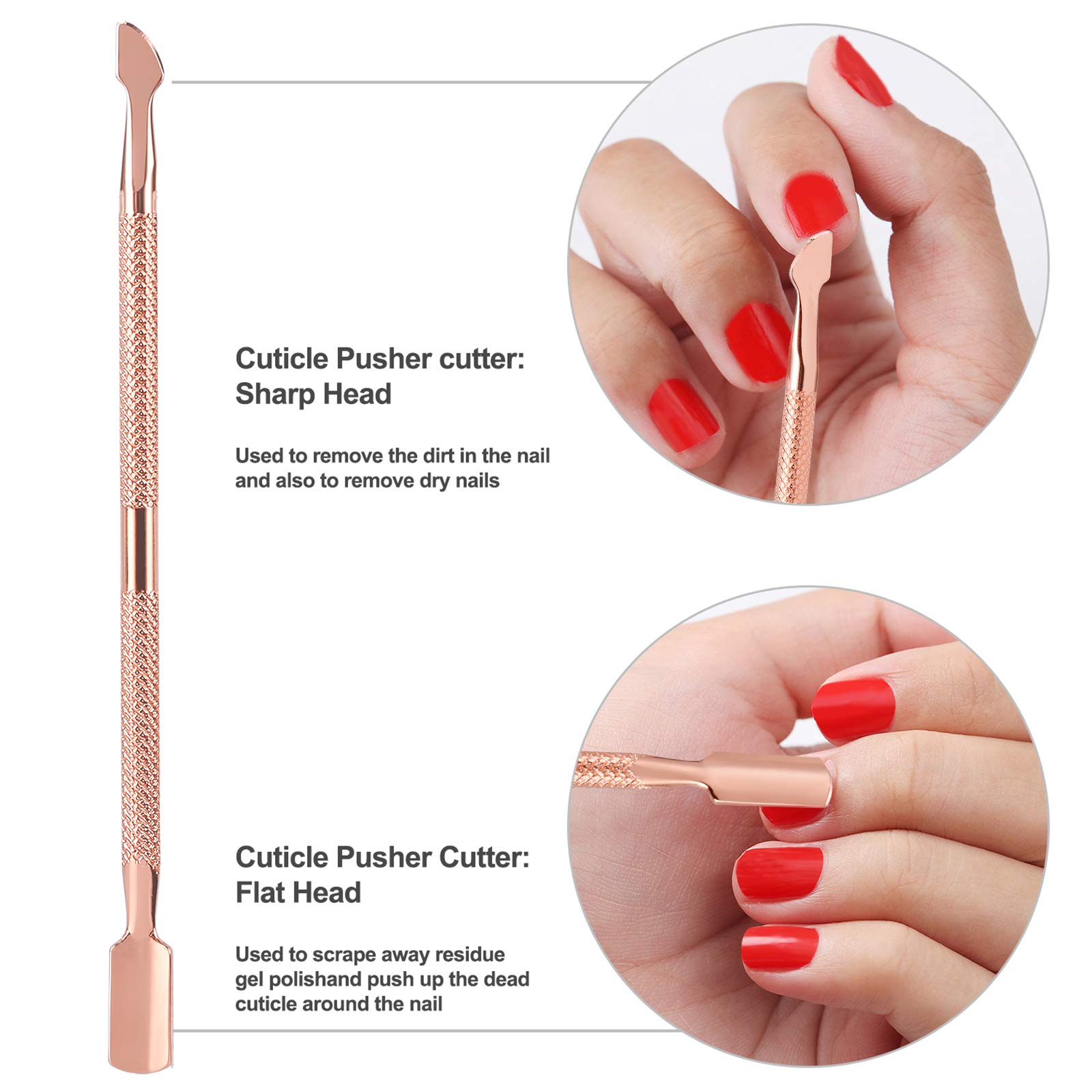 Professional Cuticle Trimmer Set with Pusher & Cutter - Stainless Steel Manicure Pedicure Tools for Fingernails & Toenails - Durable Nail Care Kit for Salon & Home Use (Rose Gold) - Perfect for DIY Nail Care & Professional Grooming