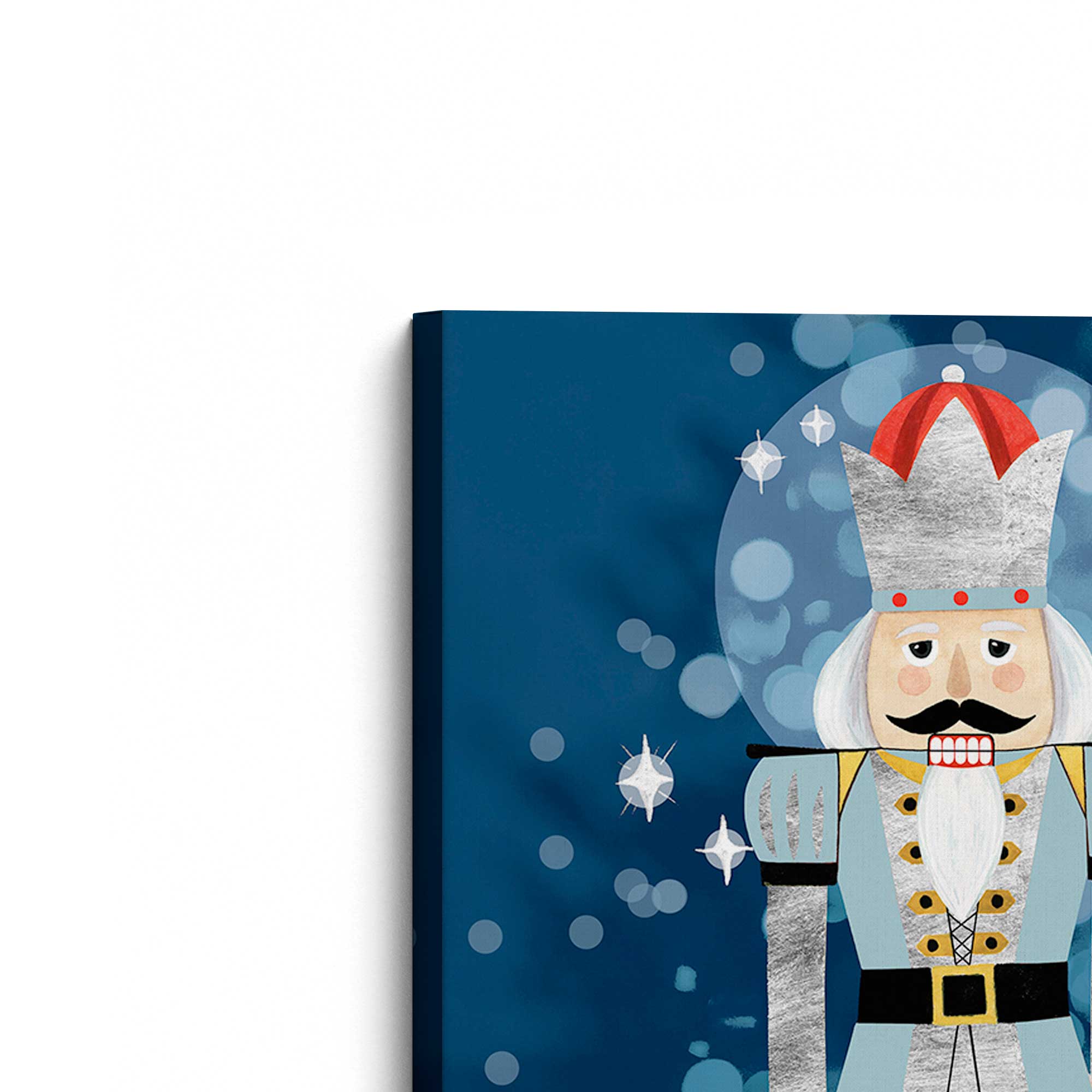 Blue Classic Nutcracker Canvas Print - Holiday Home Decor, Christmas Wall Art for Living Room & Bedroom