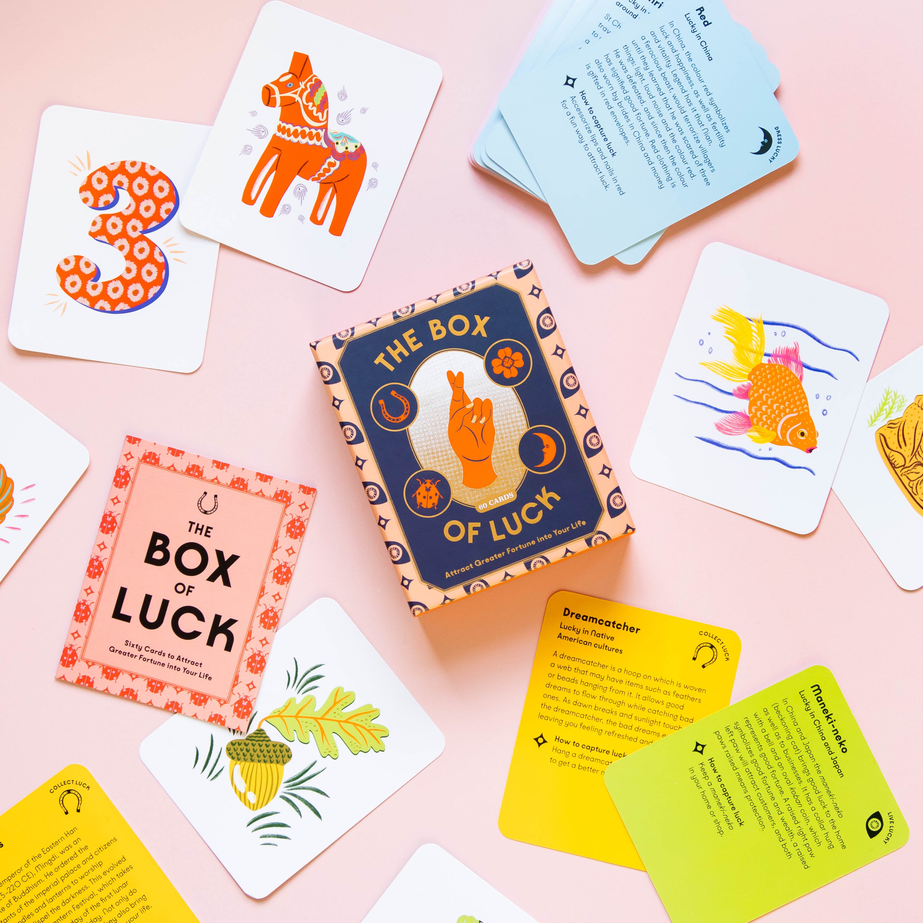 60 Lucky Fortune Cards - The Box of Luck for Manifesting Wealth & Success | Perfect for Daily Affirmations, Meditation & Law of Attraction Practice