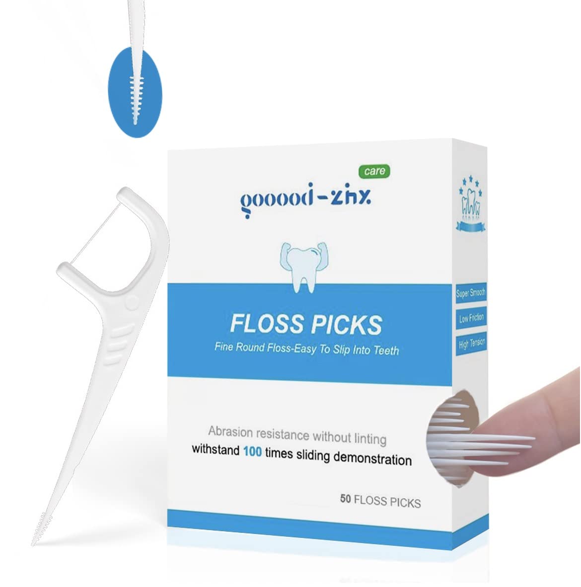 2-in-1 Dental Floss Picks & Interdental Brushes - 0.05mm Ultra-Soft Floss Sticks with Floss Brush Ends - 50 Count Pack for Oral Hygiene, Teeth Cleaning & Travel Dental Care