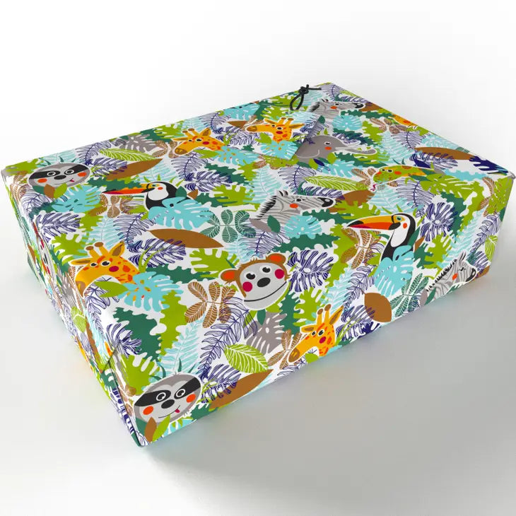 Jungle Animals Wrapping Paper - Vibrant Tropical Animal Print Gift Wrap for Birthdays, Christmas & Parties | Eco-Friendly Kraft Paper for DIY Crafts & Present Wrapping