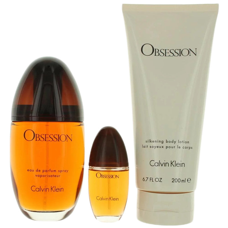 Calvin Klein Obsession Women's Gift Set - 3 Piece Perfume & Body Lotion | Perfect for Valentine's Day, Anniversary & Birthday Gifts