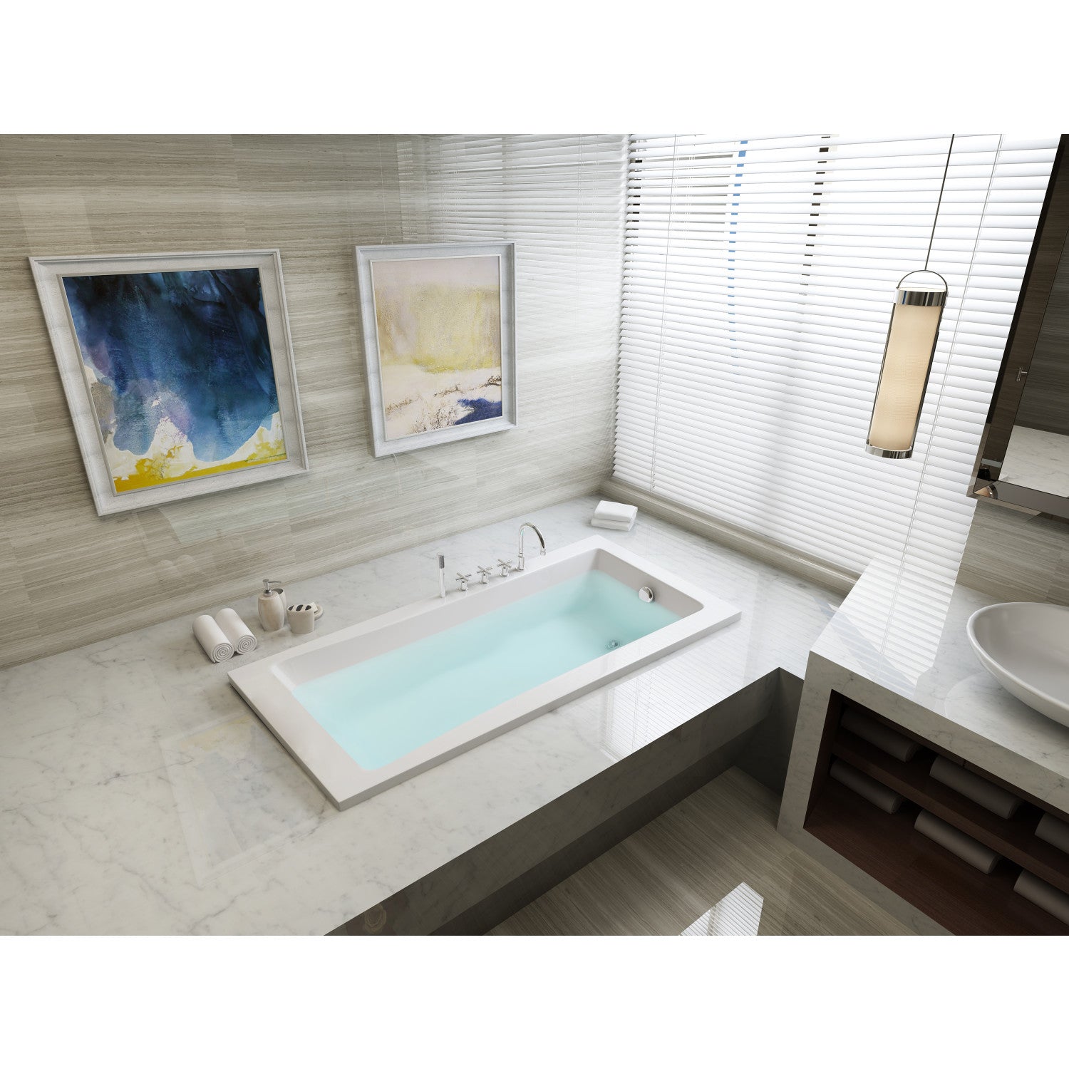 Aqua Eden 59-Inch Acrylic Rectangular Drop-In Bathtub with Reversible Drain - Glossy White - Perfect for Modern Bathroom Renovations & Spa-Like Relaxation