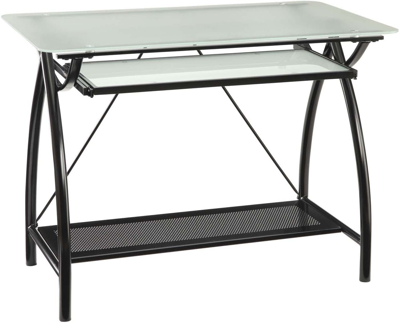 OSP Designs Newport Computer Desk [NWP25 BK] - Modern Home Office Desk with Storage Shelf, Perfect for Small Spaces & Remote Work