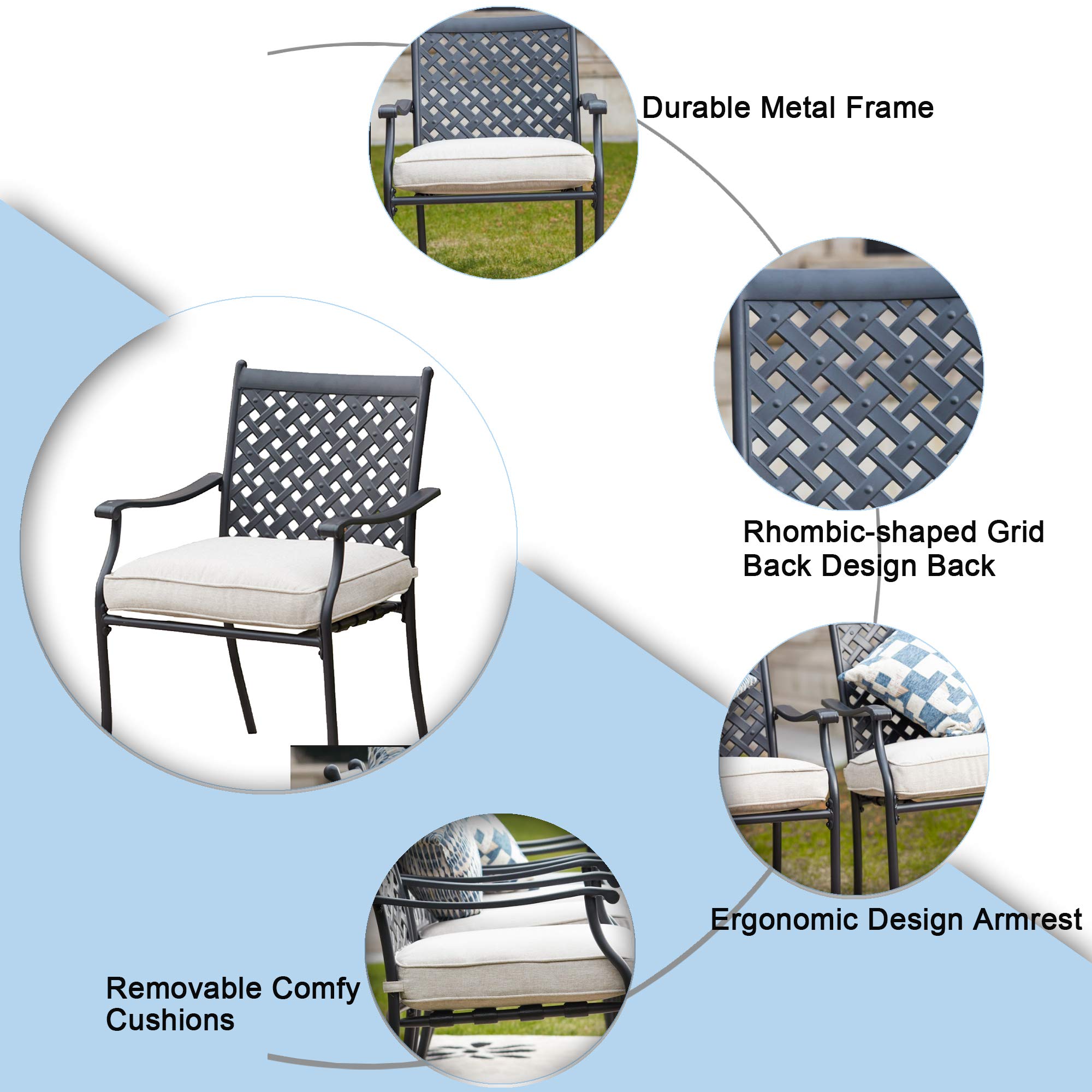 **4-Piece Patio Dining Chairs Set with 3.1
