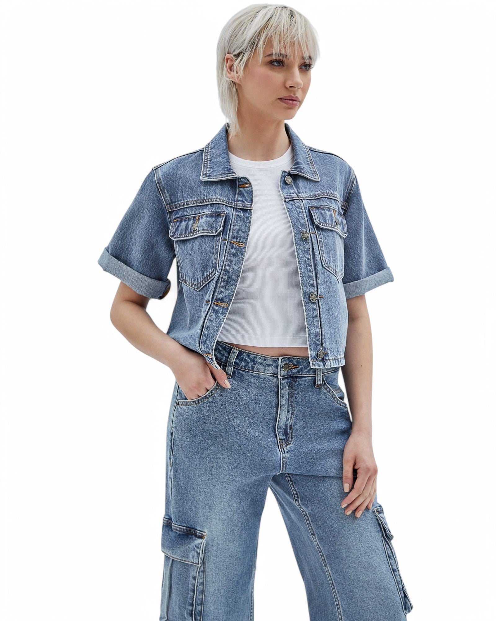 GUESS Originals Workers Denim Shirt for Men - Classic Blue Denim Button-Up Shirt with Chest Pocket | Casual Wear, Workwear & Outdoor Activities