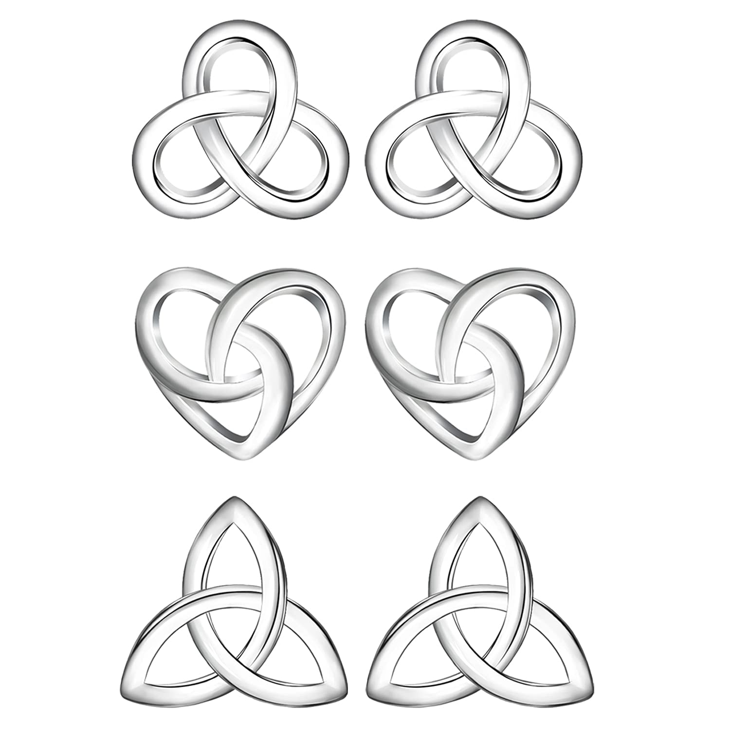 Sterling Silver Earrings for Women - Heart Celtic Love Knot Cross Triangle Vintage Stud Hypoallergenic Jewelry | Perfect Birthday Gift for Her, Anniversary Present, Valentine's Day & Everyday Wear