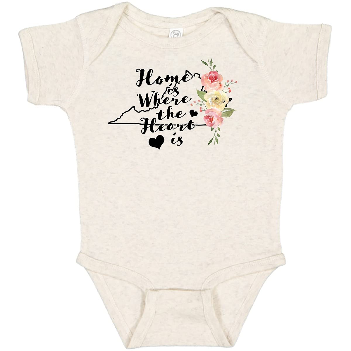 Inktastic Virginia Home is Where The Heart is Watercolor Baby Bodysuit - Soft Cotton Onesie for Newborns & Infants - Perfect for Family Photos, Holidays & Everyday Wear