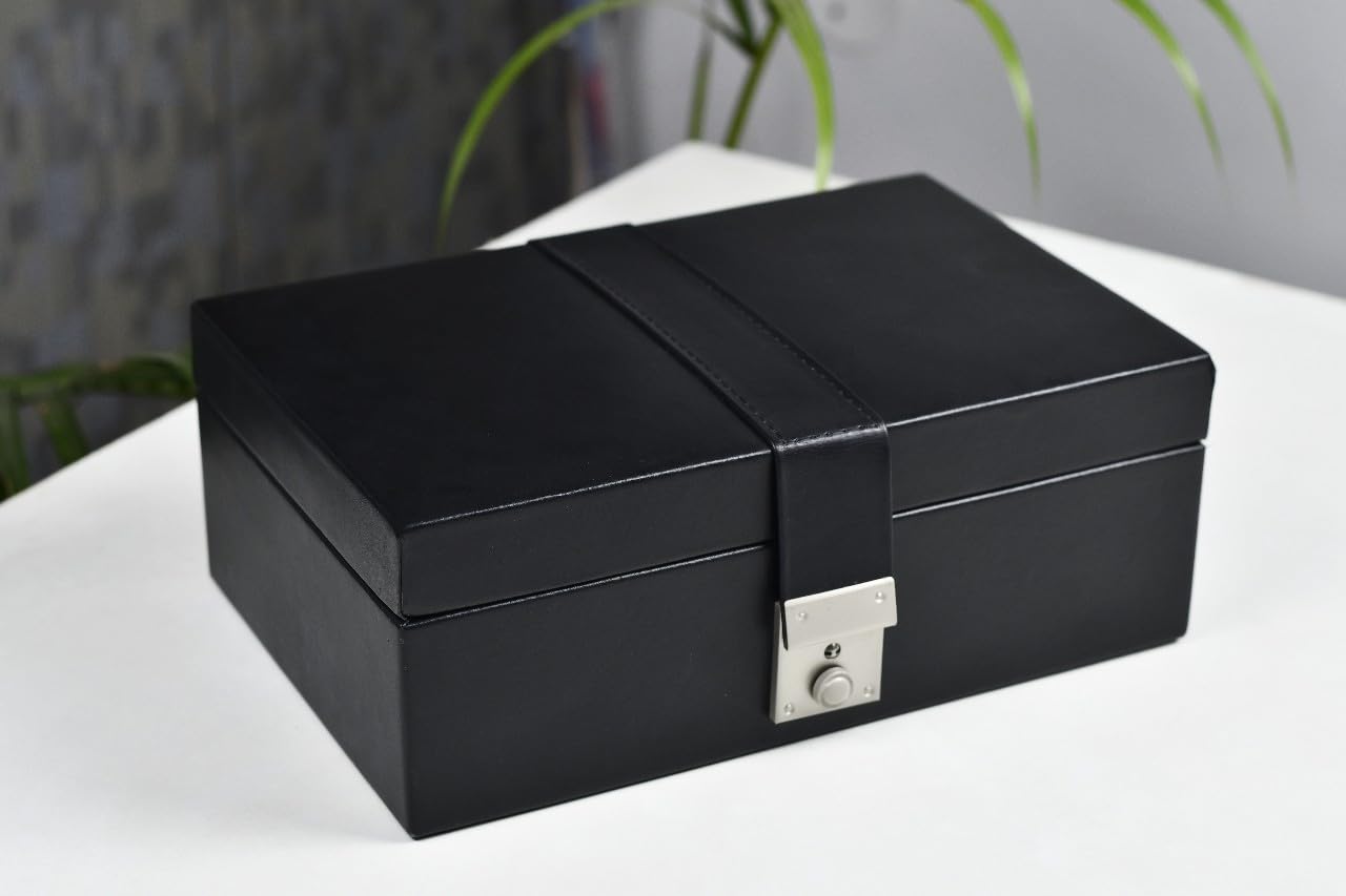 Premium Genuine Leather Chess Storage Box for 3-4 Inch Chess Sets | Handcrafted Wooden Chess Piece Protector | Perfect for Travel, Home Decor & Chess Enthusiasts