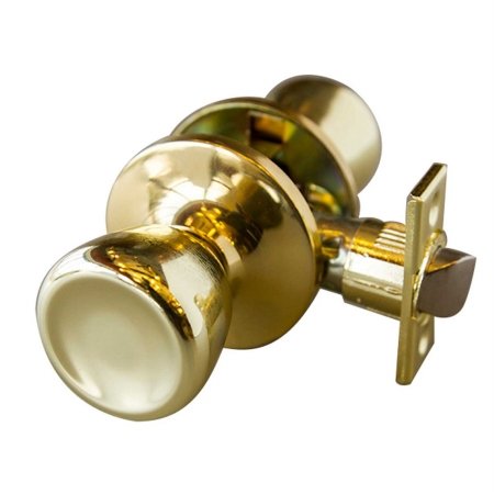 6-Way Latch Passage Door Knob in Polished Brass - Ideal for Terrace, Patio, French Doors & Interior Passageways