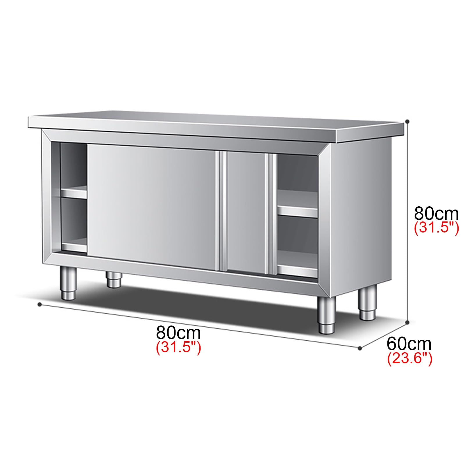 Stainless Steel Commercial Kitchen Prep Table with Storage Cabinet - Heavy Duty Metal Work Table for Restaurant, Bakery & Home Cooking - Large Workspace & Durable Design for Food Preparation & Catering