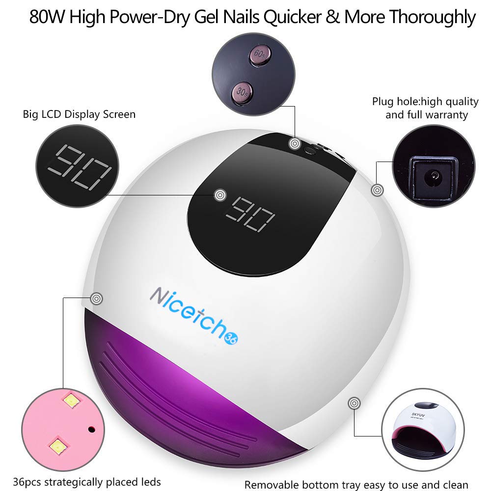 Vishine 72W LED UV Gel Nail Lamp Set with 6 Gel Polish Colors - Professional Nail Dryer & Curing Light, Complete Manicure Starter Kit for Home & Salon Use - Perfect for DIY Nail Art, Gel Extensions & Professional Nail Services