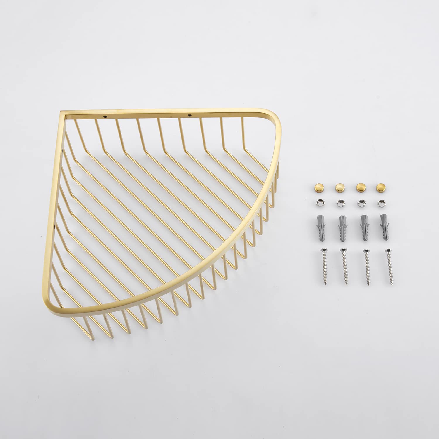 Stainless Steel Shower Caddy Corner Shelf - Rust-Proof Bathroom Organizer with Wall Mount, Shampoo Holder for Shower & Kitchen Storage - Brushed Gold Finish | Perfect for Small Bathrooms, Apartments & RV Showers