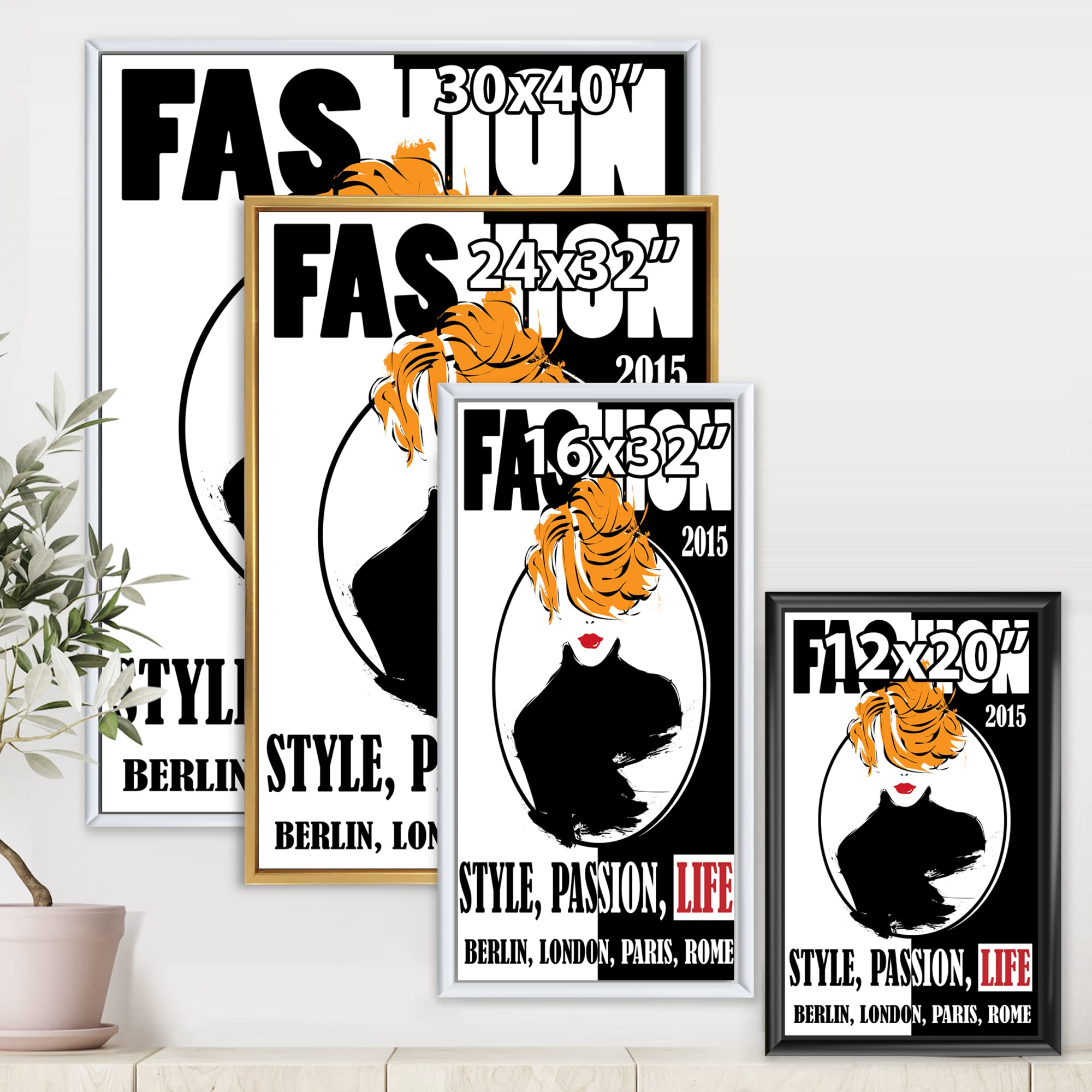 DesignQ Style Passion Life Fashion Girl V - Modern Framed Canvas Wall Art Print for Living Room, Bedroom & Office Decor | Trendy Home Wall Decorations