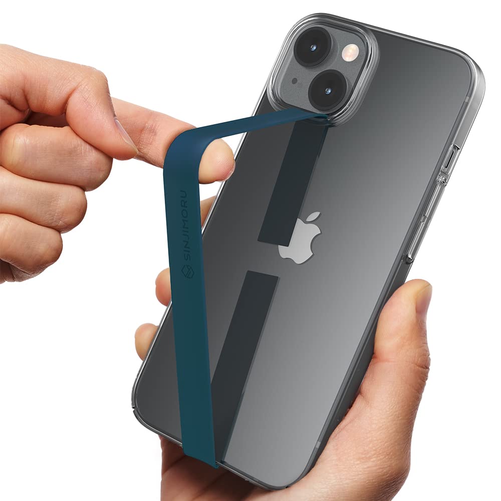 Stretchable Silicone Phone Strap Holder for iPhone & Android - Flexible Elastic Grip with Wireless Charging Support | Secure Finger Loop for Phones, Tablets | Perfect for Gym, Running, Commuting (Blue)